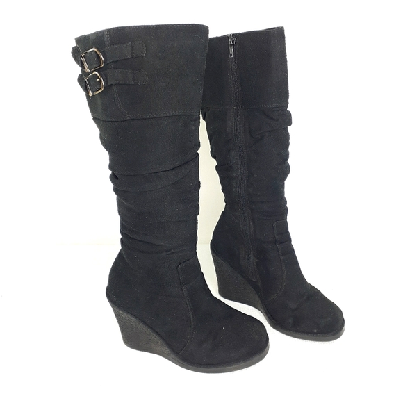 Faux Suede Wedge Boots 